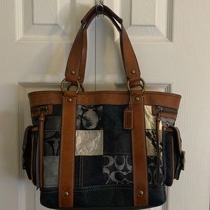Coach authentic vintage denim patchwork tote.